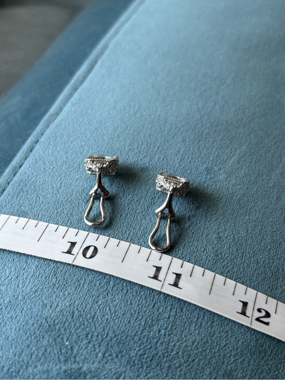 Judith Ripka 925 Sterling Silver CZ Rope Design Clip-On Earrings - Picture 6 of 8